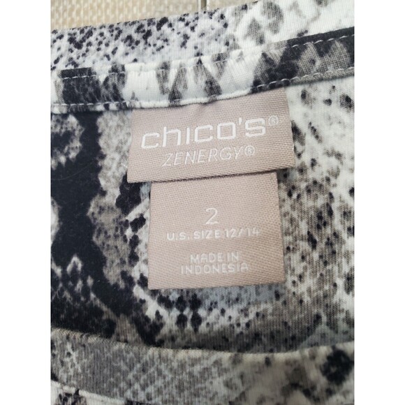 Chico's Zenergy Gray Snakeskin Print Soft Touch Long Sleeve Knit Tunic Size 2 L - Picture 3 of 6